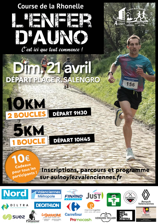 Affiche de la course de la Rhonelle du dimanche 21 avril 2024 reprenant les informations sur le site. 