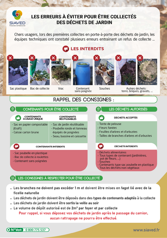 Rappel des consignes de la collecte des déchets verts